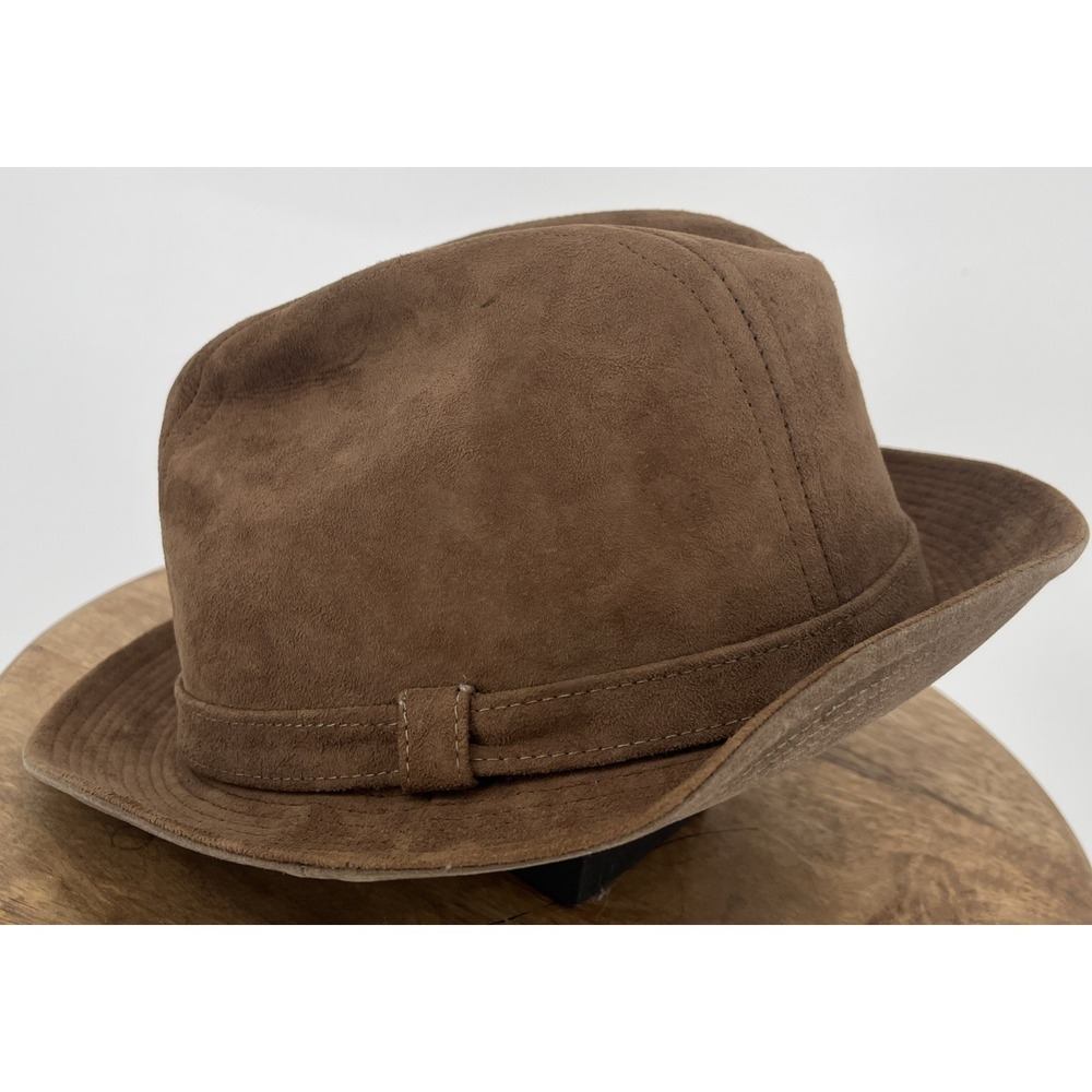 Stetson Brown Suede Leather Trilby Fedora Hat Mens Size 7 1/8 Western Cowboy